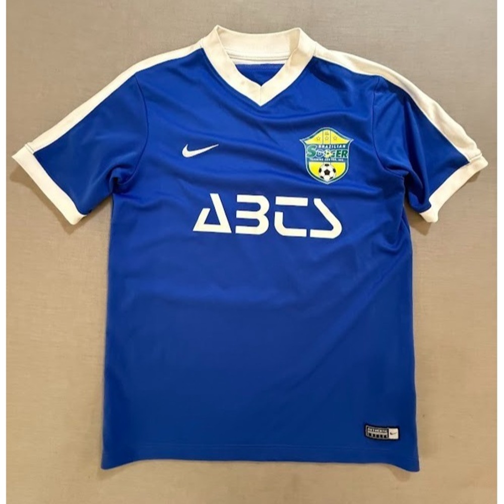 Brazilian GENOA Soccer Academy #17 Nike DRI-FIT Jersey Boys L Blue Short Sleeve.